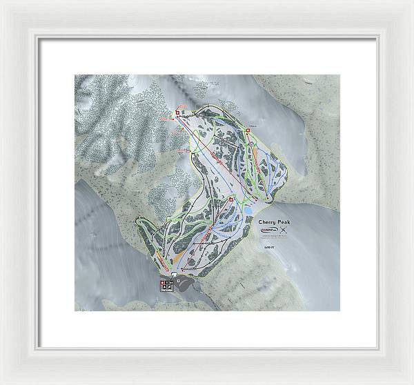 Cherry Peak Ski Trail Map - Framed Print - Powderaddicts