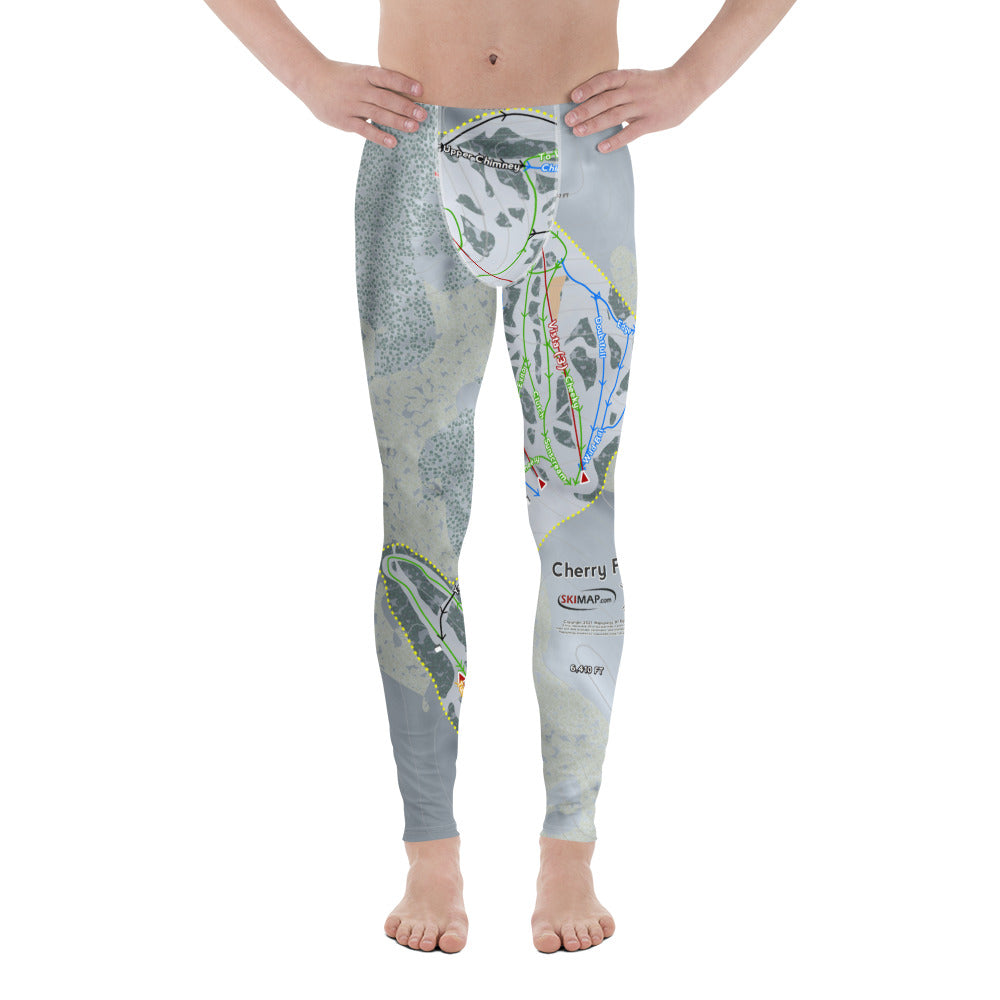Cherry Peak, Utah Ski Trail Map Men's Base Layer Bottom - Powderaddicts