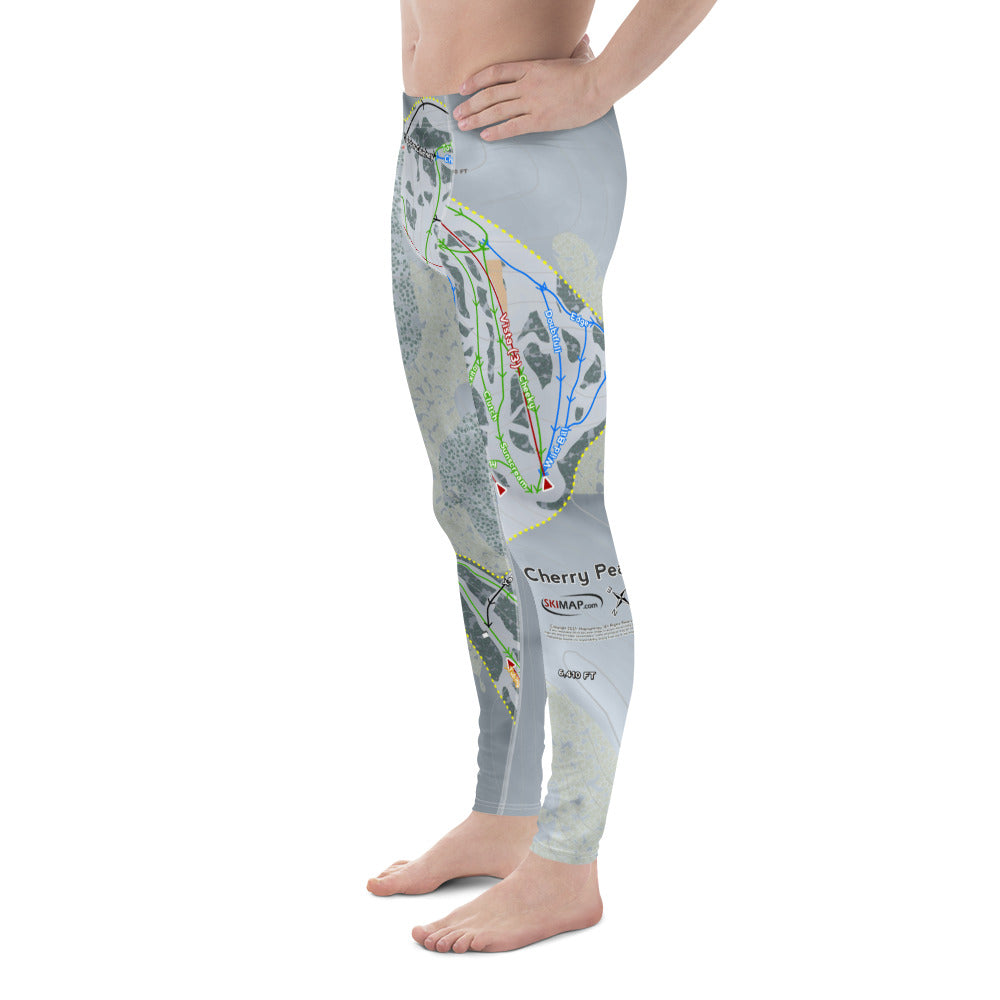 Cherry Peak, Utah Ski Trail Map Men's Base Layer Bottom - Powderaddicts