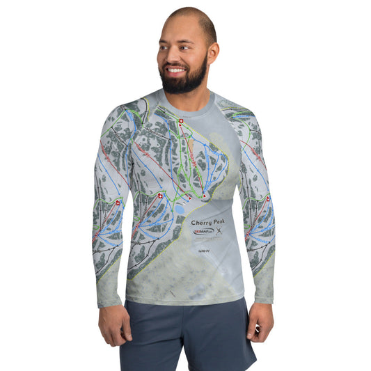 Cherry Peak, Utah Ski Trail Map Men's Base Layer Top - Powderaddicts