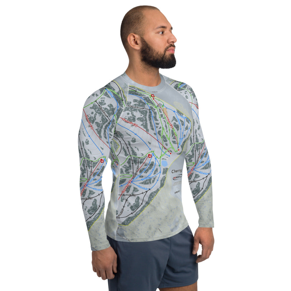 Cherry Peak, Utah Ski Trail Map Men's Base Layer Top - Powderaddicts