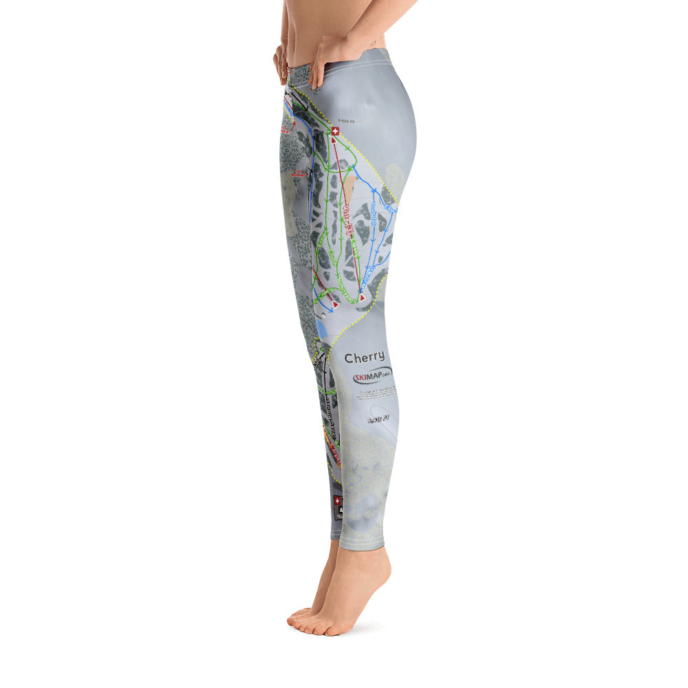 Cherry Peak, Utah Ski Trail Map Women's Base Layer Bottom - Powderaddicts