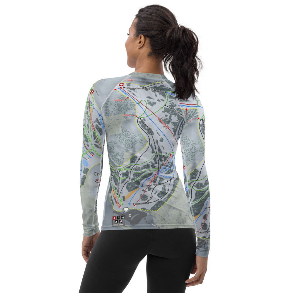 Cherry Peak, Utah Ski Trail Map Women's Base Layer Top - Powderaddicts