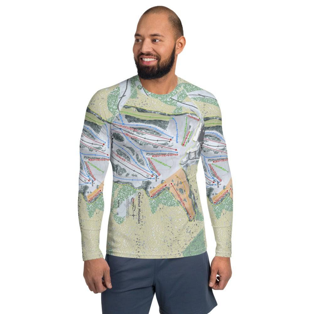 Chestnut Mountain, Illinois Ski Trail Map Men's Base Layer Top