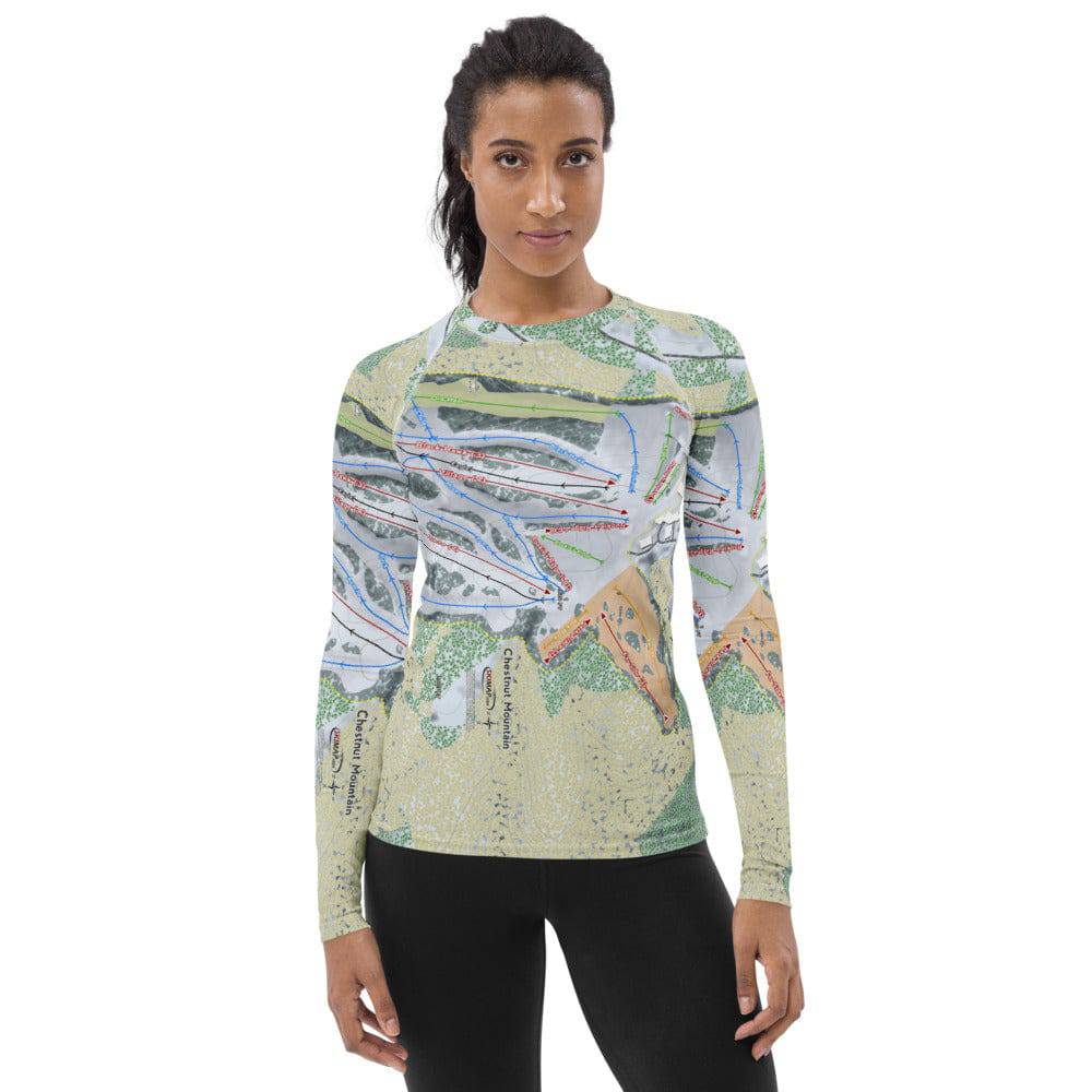 Chestnut Mountain, Illinois Ski Trail Map Women's Base Layer Top