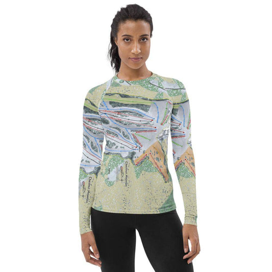 Chestnut Mountain, Illinois Ski Trail Map Women's Base Layer Top - Powderaddicts