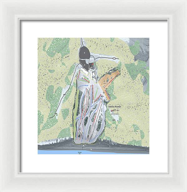Chestnut Mountain Ski Trail Map - Framed Print - Powderaddicts