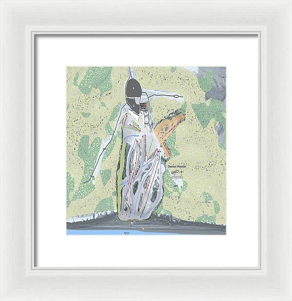 Chestnut Mountain Ski Trail Map - Framed Print - Powderaddicts