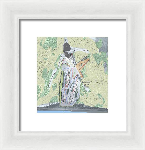 Chestnut Mountain Ski Trail Map - Framed Print - Powderaddicts