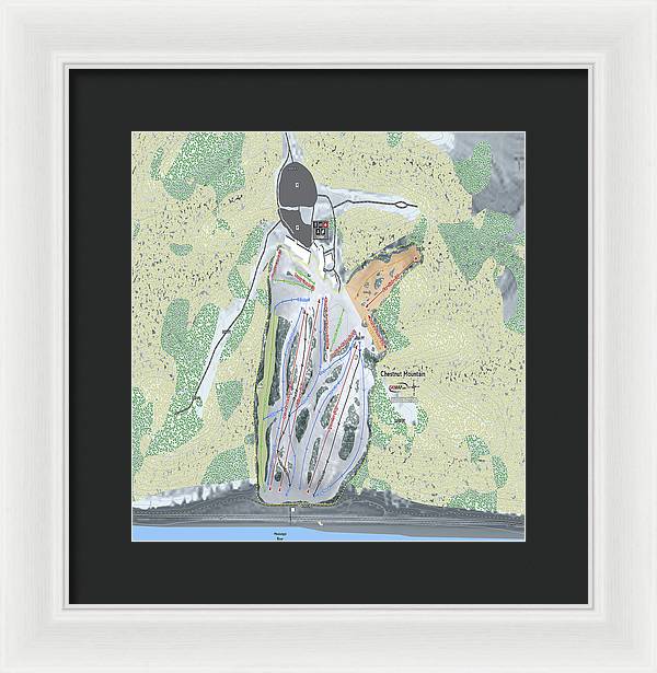 Chestnut Mountain Ski Trail Map - Framed Print - Powderaddicts