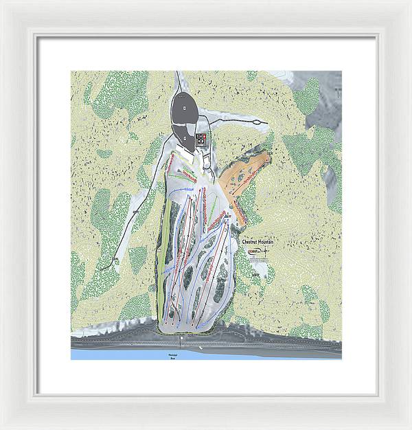 Chestnut Mountain Ski Trail Map - Framed Print - Powderaddicts