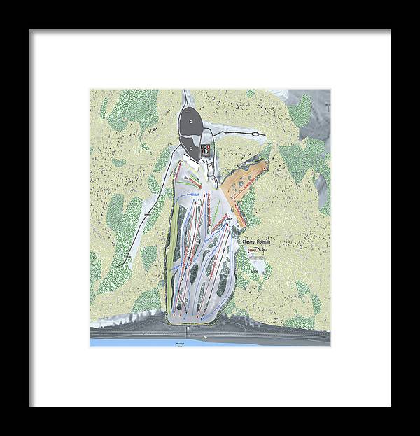 Chestnut Mountain Ski Trail Map - Framed Print - Powderaddicts