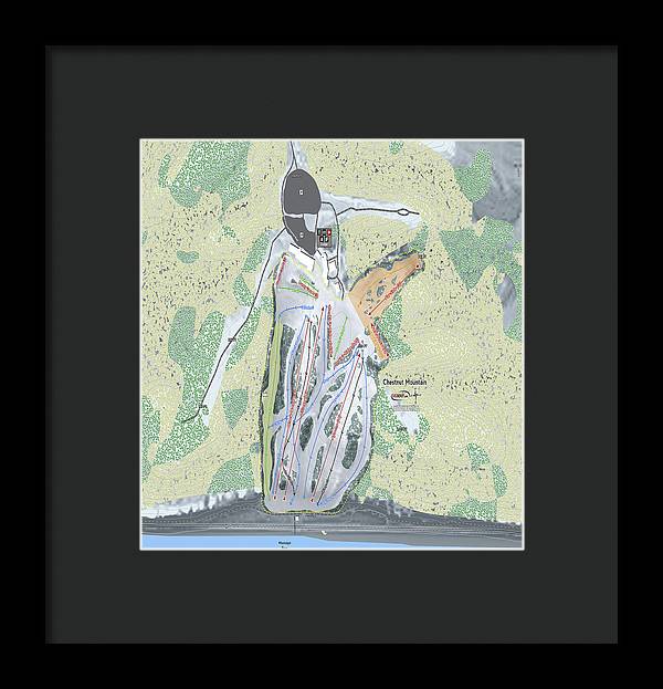 Chestnut Mountain Ski Trail Map - Framed Print - Powderaddicts
