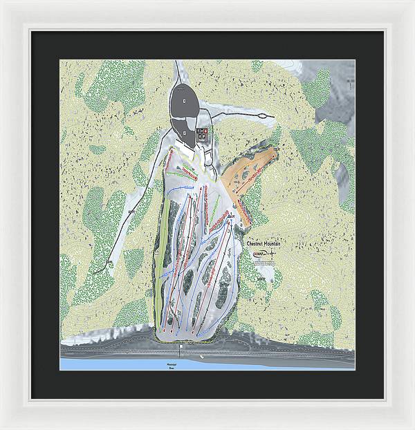 Chestnut Mountain Ski Trail Map - Framed Print - Powderaddicts