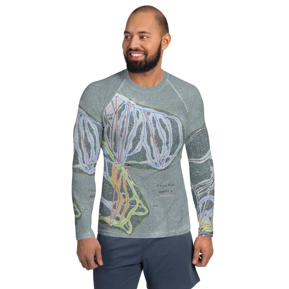 China Peak, California Ski Trail Map Men's Base Layer Top - Powderaddicts