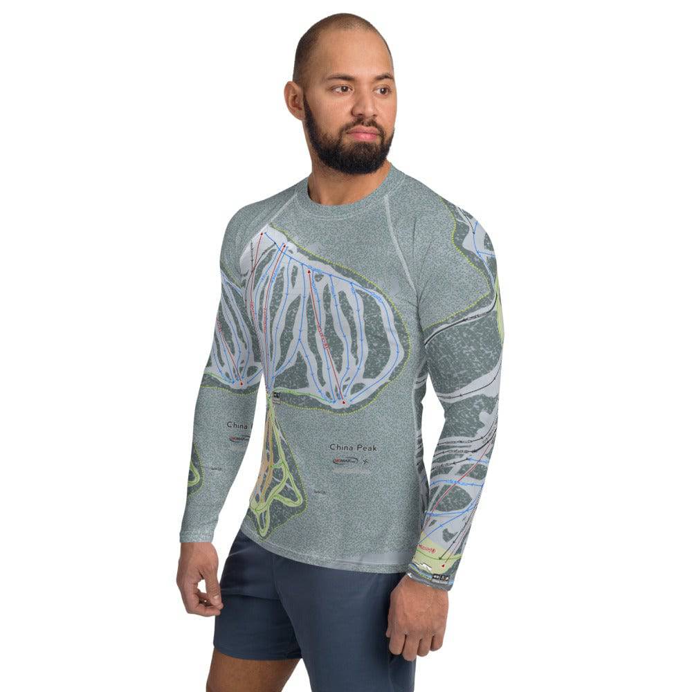 China Peak, California Ski Trail Map Men's Base Layer Top - Powderaddicts