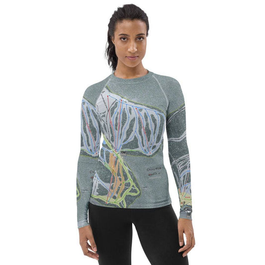China Peak, California Ski Trail Map Women's Base Layer Top - Powderaddicts