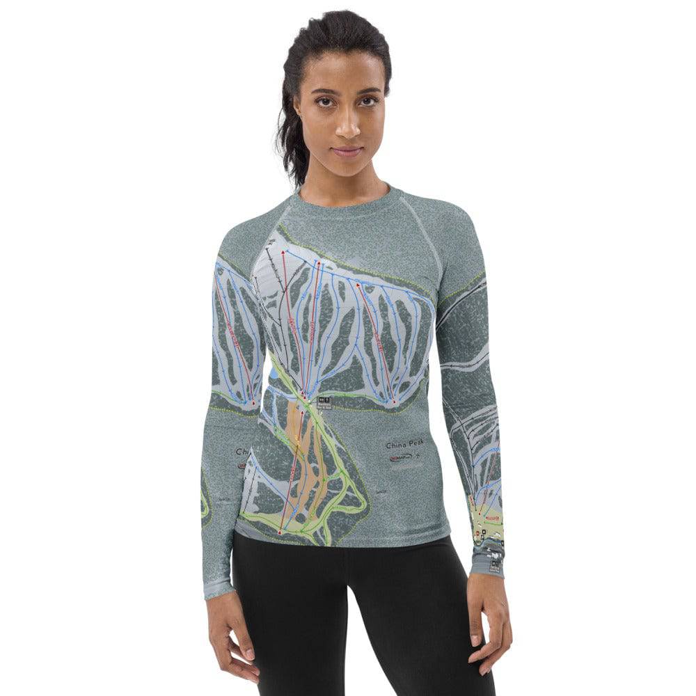 China Peak, California Ski Trail Map Women's Base Layer Top - Powderaddicts