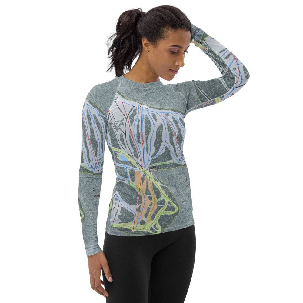 China Peak, California Ski Trail Map Women's Base Layer Top - Powderaddicts
