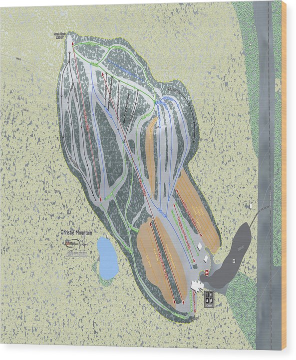 Christie Mountain Ski Trail Map - Wood Print - Powderaddicts