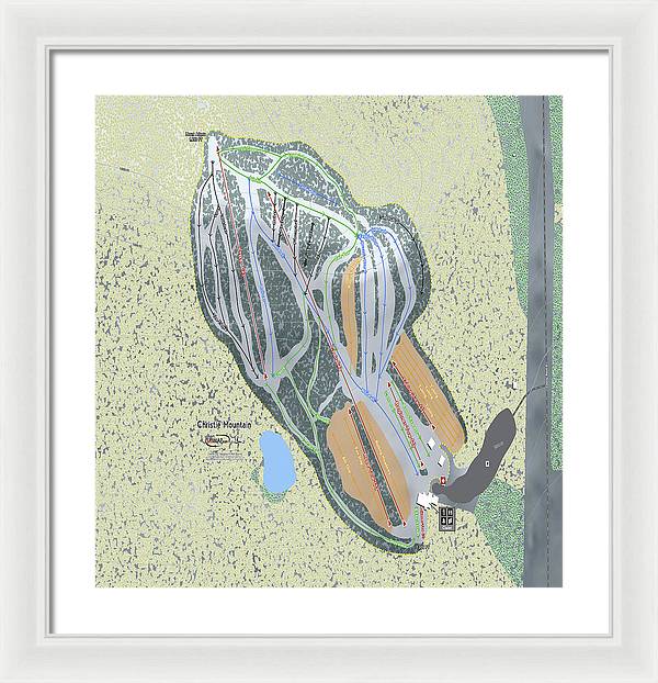 Christie Mountain Ski Trail Map - Framed Print - Powderaddicts