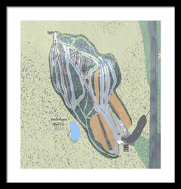 Christie Mountain Ski Trail Map - Framed Print - Powderaddicts
