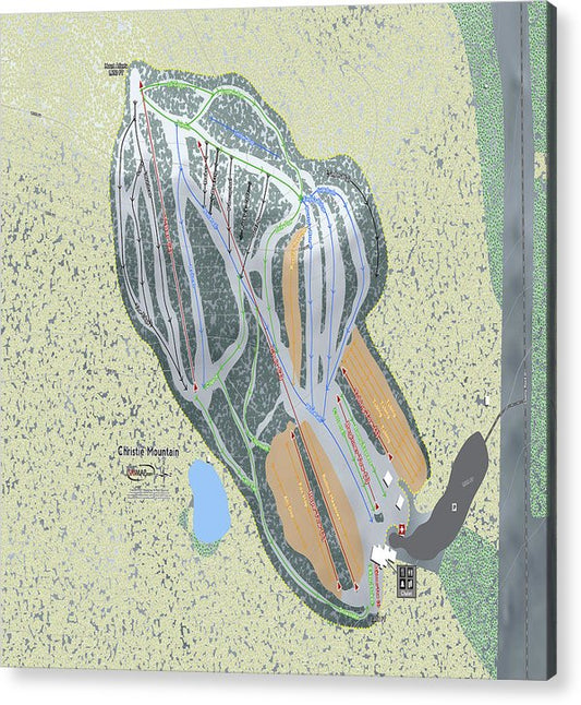 Christie Mountain Ski Trail Map - Acrylic Print - Powderaddicts