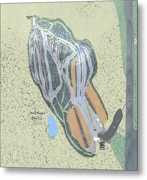 Christie Mountain Ski Trail Map - Metal Print - Powderaddicts