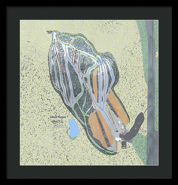 Christie Mountain Ski Trail Map - Framed Print - Powderaddicts