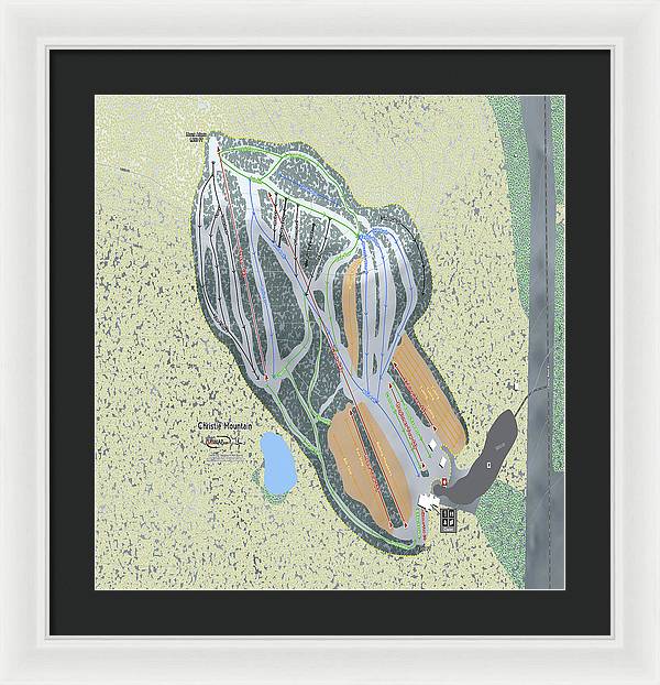 Christie Mountain Ski Trail Map - Framed Print - Powderaddicts
