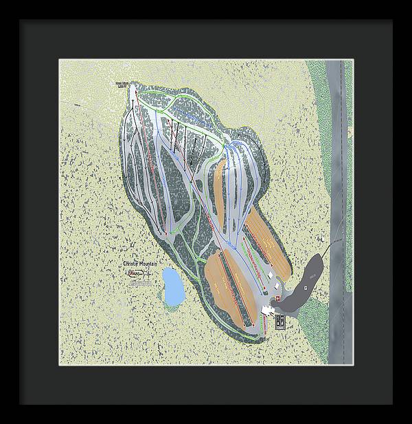 Christie Mountain Ski Trail Map - Framed Print - Powderaddicts