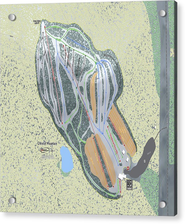 Christie Mountain Ski Trail Map - Acrylic Print - Powderaddicts