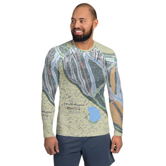 Christie Mountain, Wisconsin Ski Trail Map Men's Base Layer Top - Powderaddicts