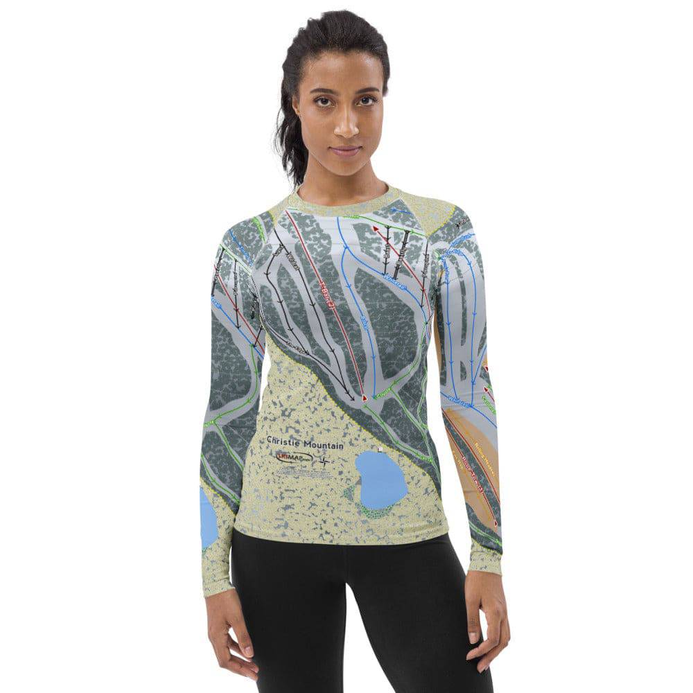 Christie Mountain, Wisconsin Ski Trail Map Women's Base Layer Top