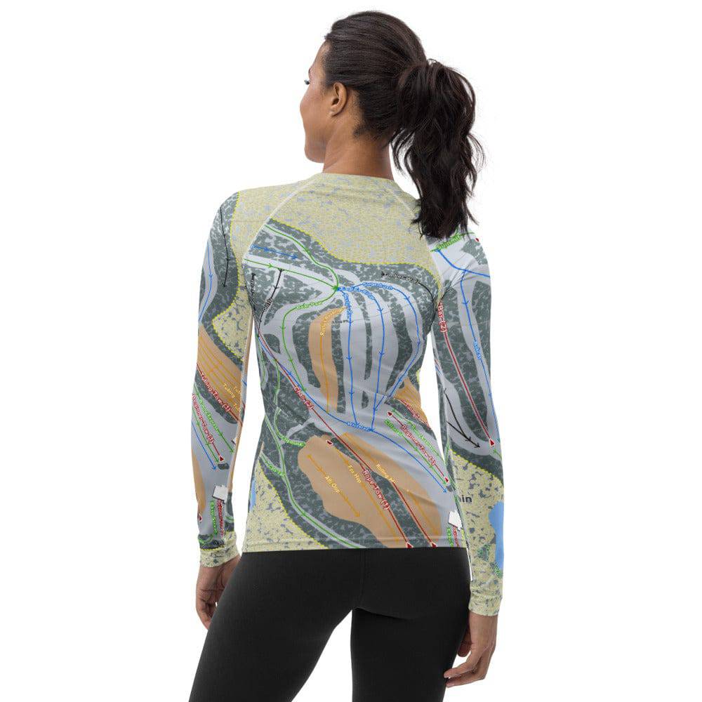 Christie Mountain, Wisconsin Ski Trail Map Women&#39;s Base Layer Top - Powderaddicts