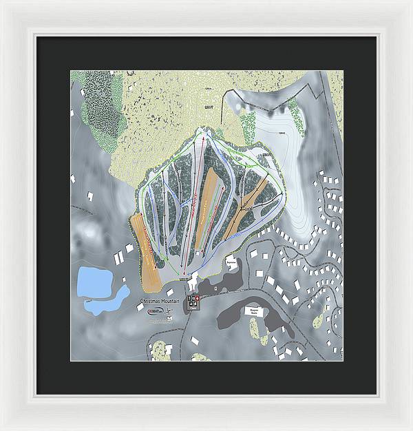 Christmas Mountain Ski Trail Map - Framed Print - Powderaddicts