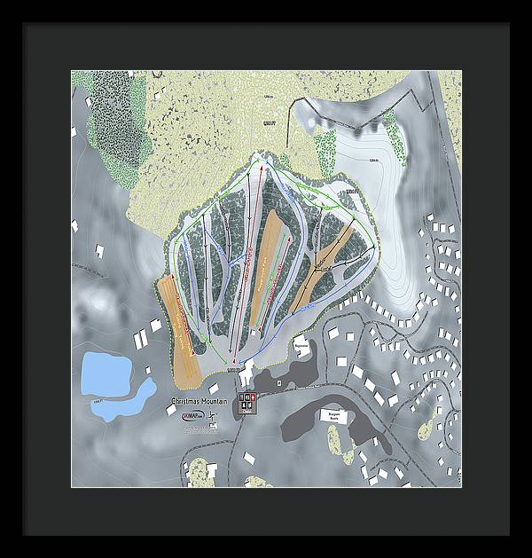 Christmas Mountain Ski Trail Map - Framed Print - Powderaddicts