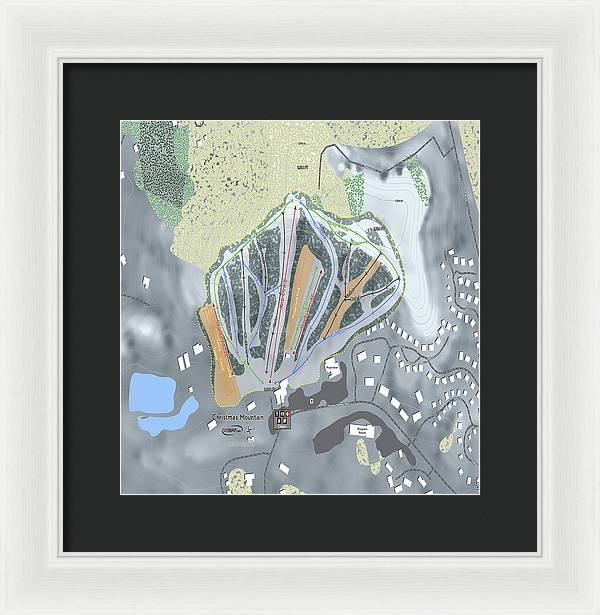 Christmas Mountain Ski Trail Map - Framed Print - Powderaddicts