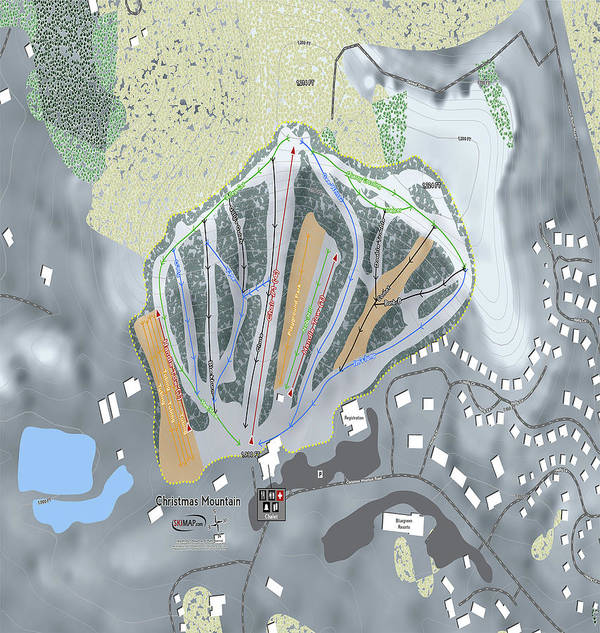 Christmas Mountain Ski Trail Map - Art Print - Powderaddicts