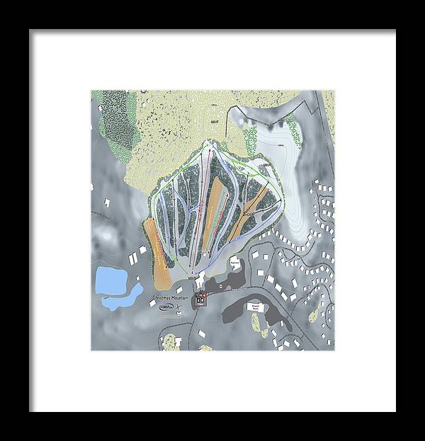 Christmas Mountain Ski Trail Map - Framed Print - Powderaddicts