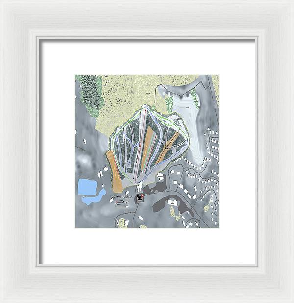 Christmas Mountain Ski Trail Map - Framed Print - Powderaddicts