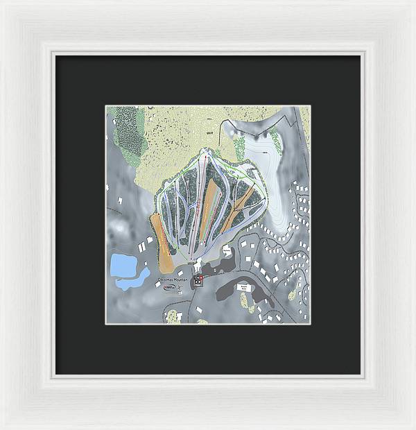 Christmas Mountain Ski Trail Map - Framed Print - Powderaddicts