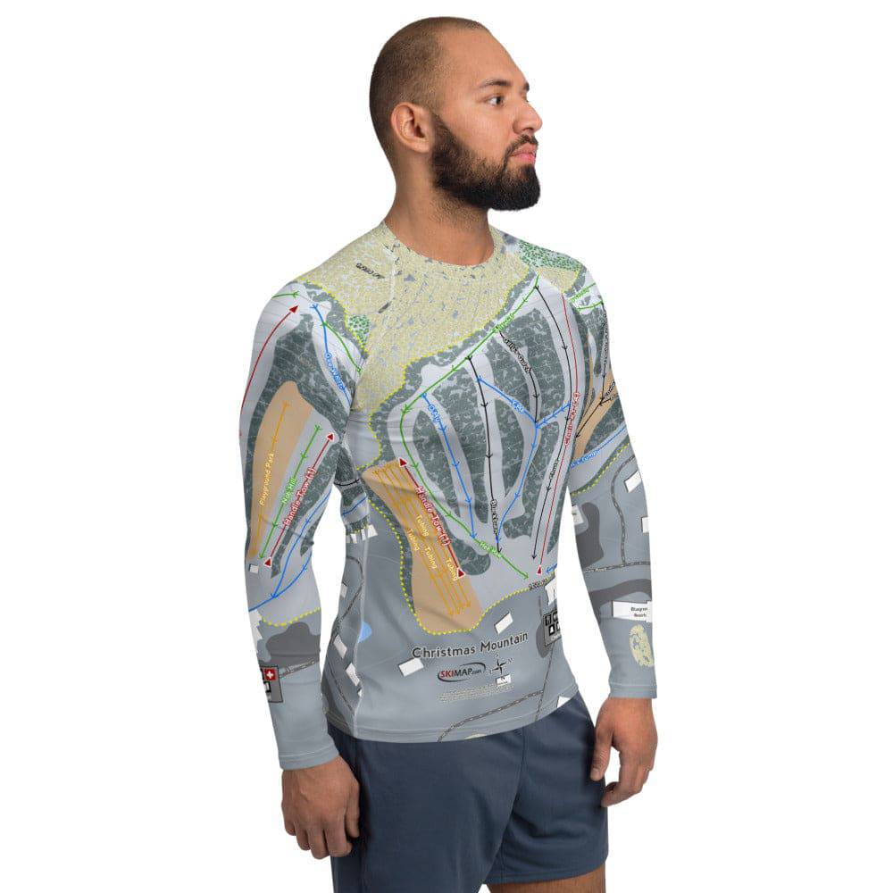 Christmas Mountain, Wisconsin Ski Trail Map Men's Base Layer Top - Powderaddicts