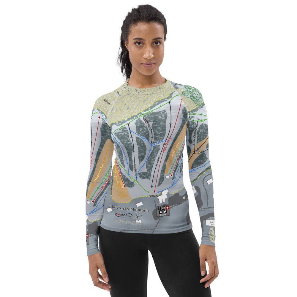 Christmas Mountain, Wisconsin Ski Trail Map Women's Base Layer Top