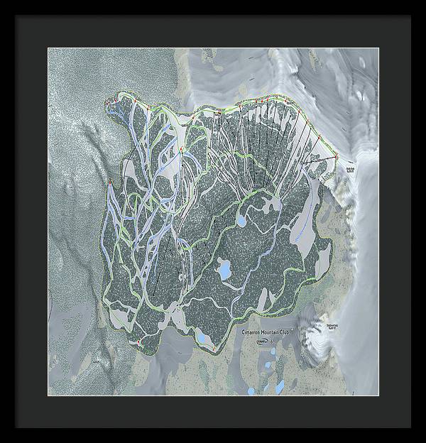 Cimarron Mountain Ski Trail Map - Framed Print - Powderaddicts