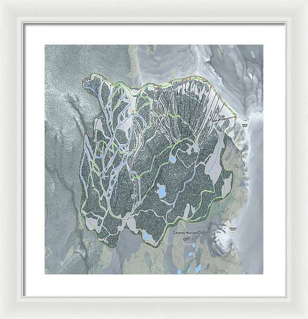 Cimarron Mountain Ski Trail Map - Framed Print - Powderaddicts