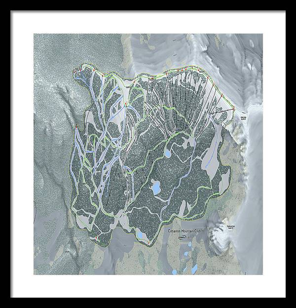 Cimarron Mountain Ski Trail Map - Framed Print - Powderaddicts