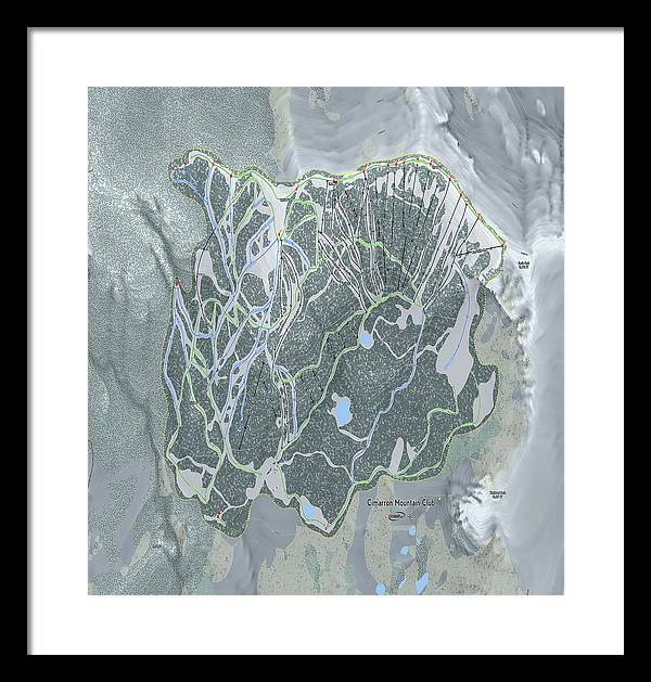 Cimarron Mountain Ski Trail Map - Framed Print - Powderaddicts