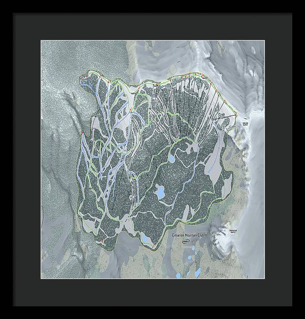 Cimarron Mountain Ski Trail Map - Framed Print - Powderaddicts