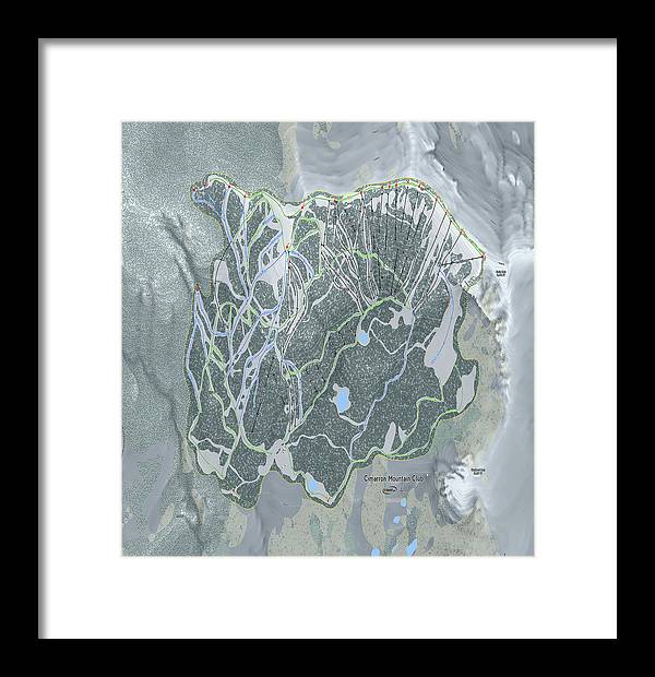 Cimarron Mountain Ski Trail Map - Framed Print - Powderaddicts